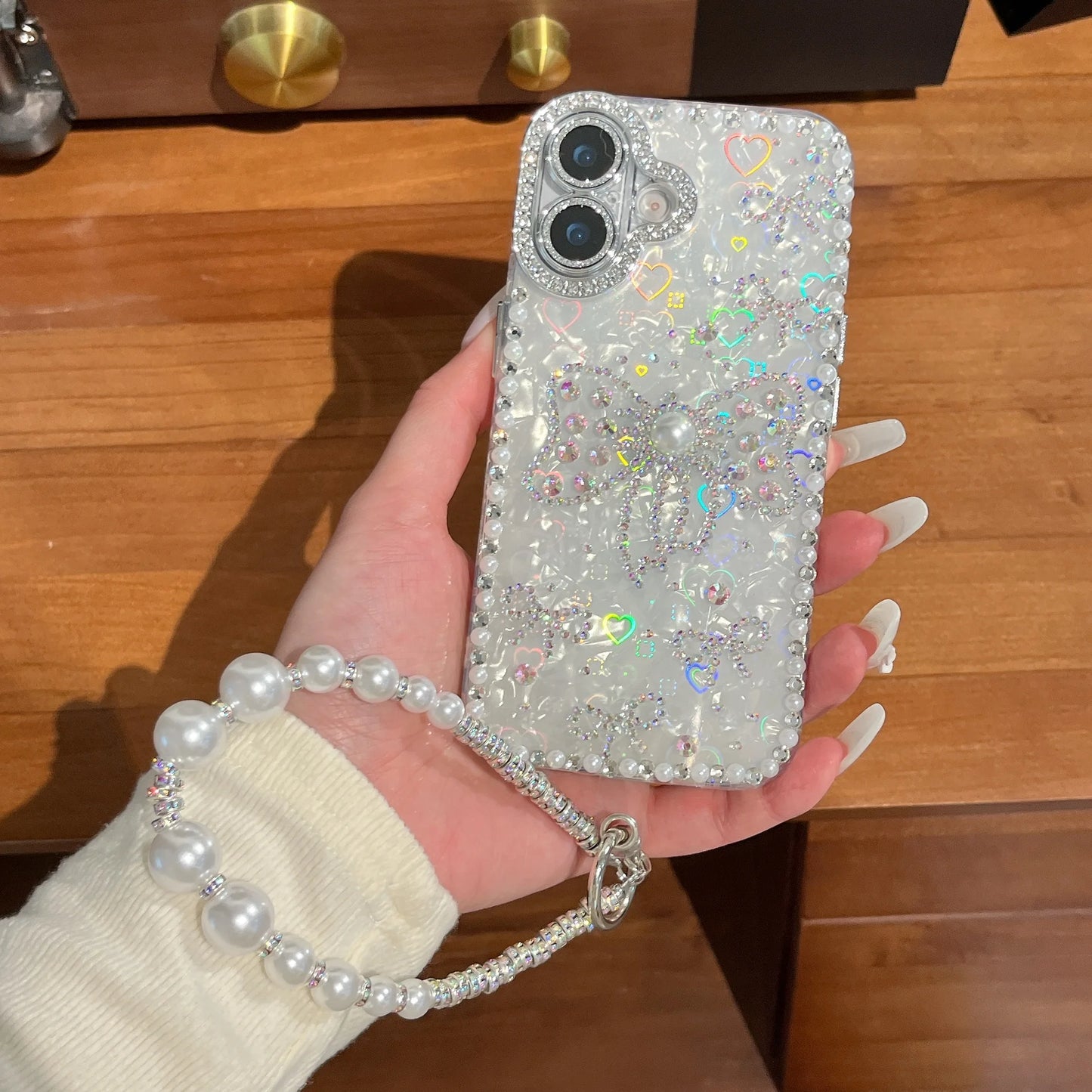 Luxury Heart Shell Pattern Rhinestone Phone Case For iPhone