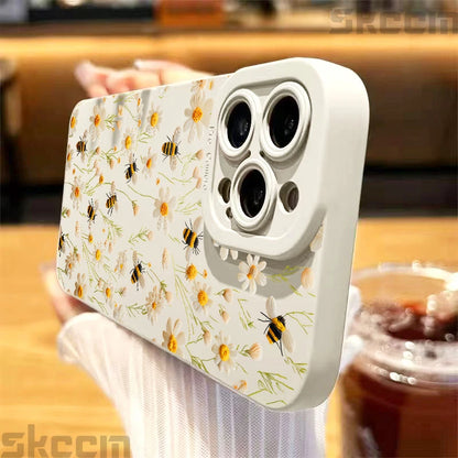 Cute Honeybee Flower Pattern Phone Case For iPhone