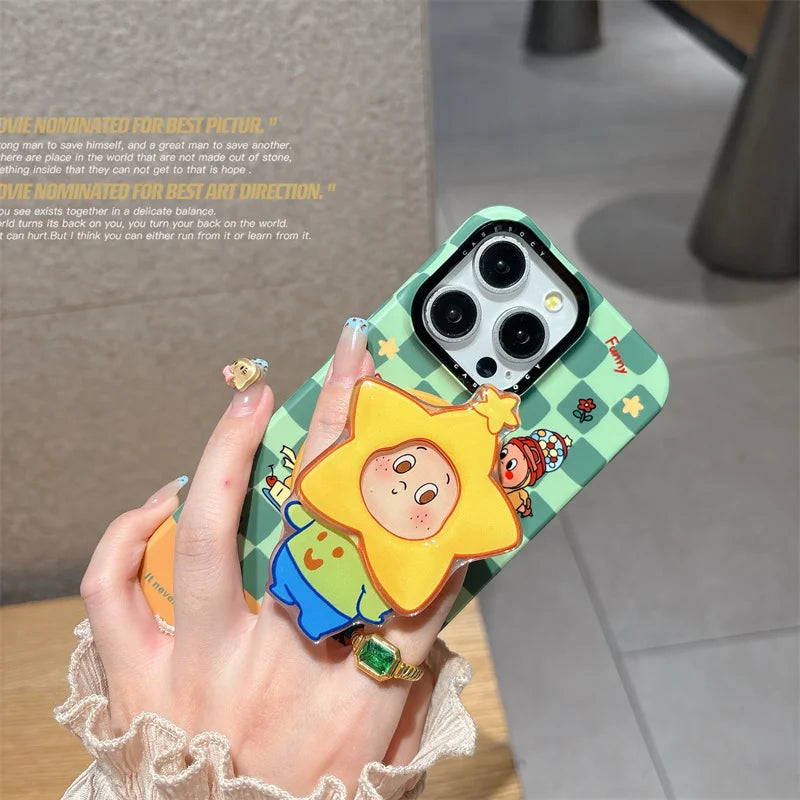 Fashion Green Plaid Pattern Magnetic Phone Case For iPhone