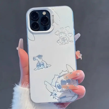 Disney Stitch Cartoon White Phone Case For iPhone