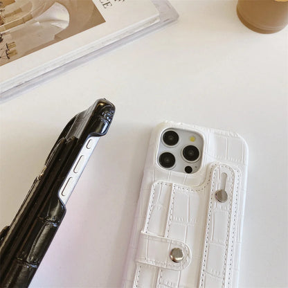 Slot Card Bag Wrist Strap Holder Leather Wallet Phone Case For iPhone