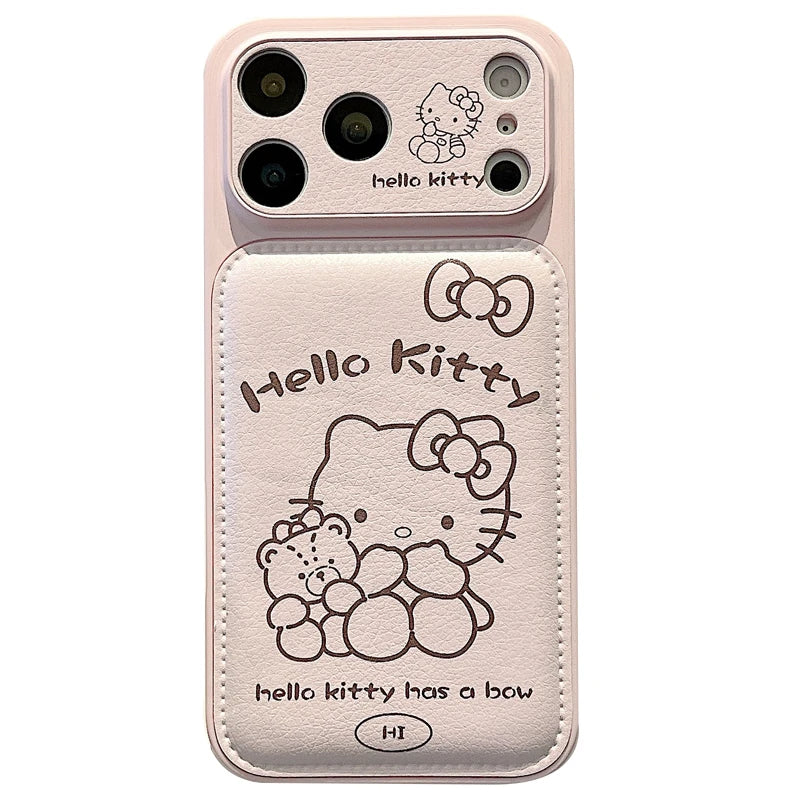 Cute Cartoon Sanrio Hello Kittty Painted Leather Phone Case For iPhone