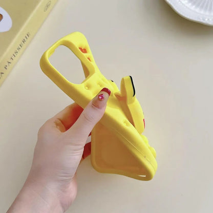 3D Cartoon Pikachu Stand Phone Case For iPhone