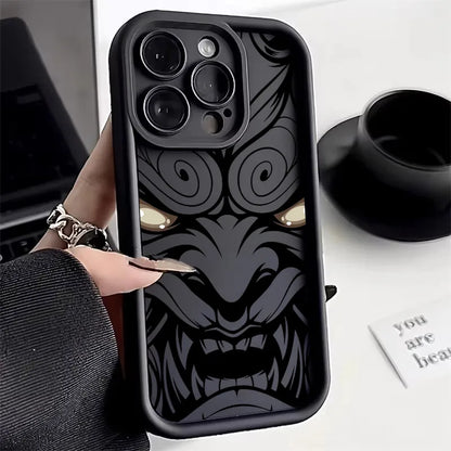 Japanese Art Samurai Ghost Head Silicone Case For iPhone
