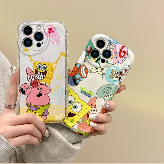 Cute SpongeBobs Cartoon iPhone16 Case Wave Phone Case For iPhone