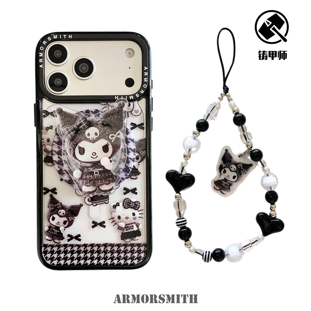 Magnetic Holder Wireless Charge Sanrio Hello Kitty Kuromi Melody Phone Case For iPhone