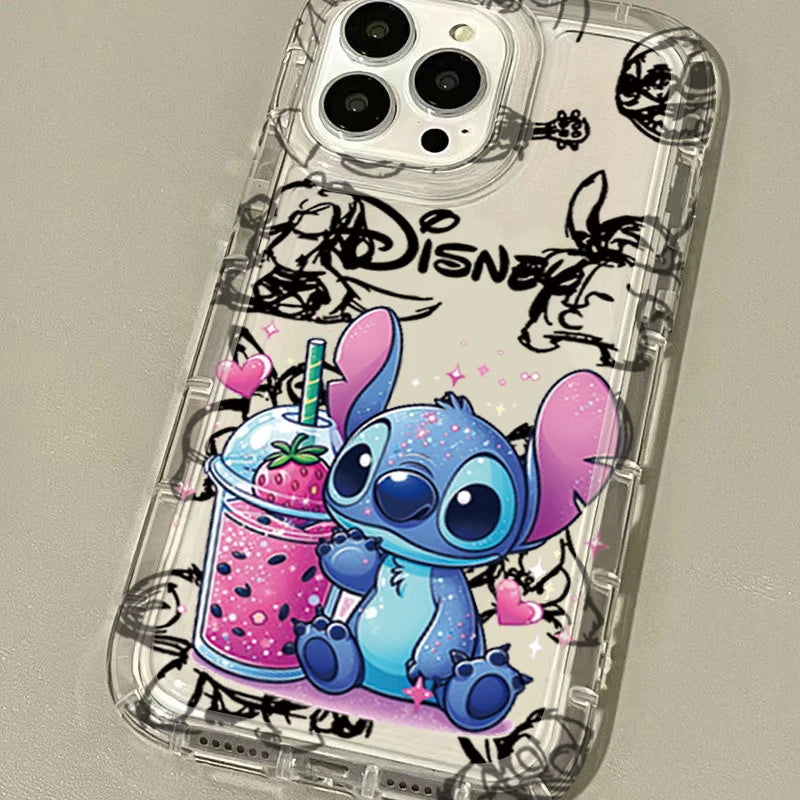 Disney Stitch Clear Phone Case Cute Protective Printing Cover For iPhone