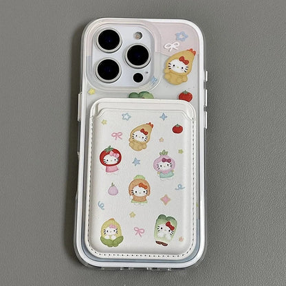 Cute Cartoon Vegetable Fruit Hello Kitty Magsafe Card Wireless Charge Phone Case