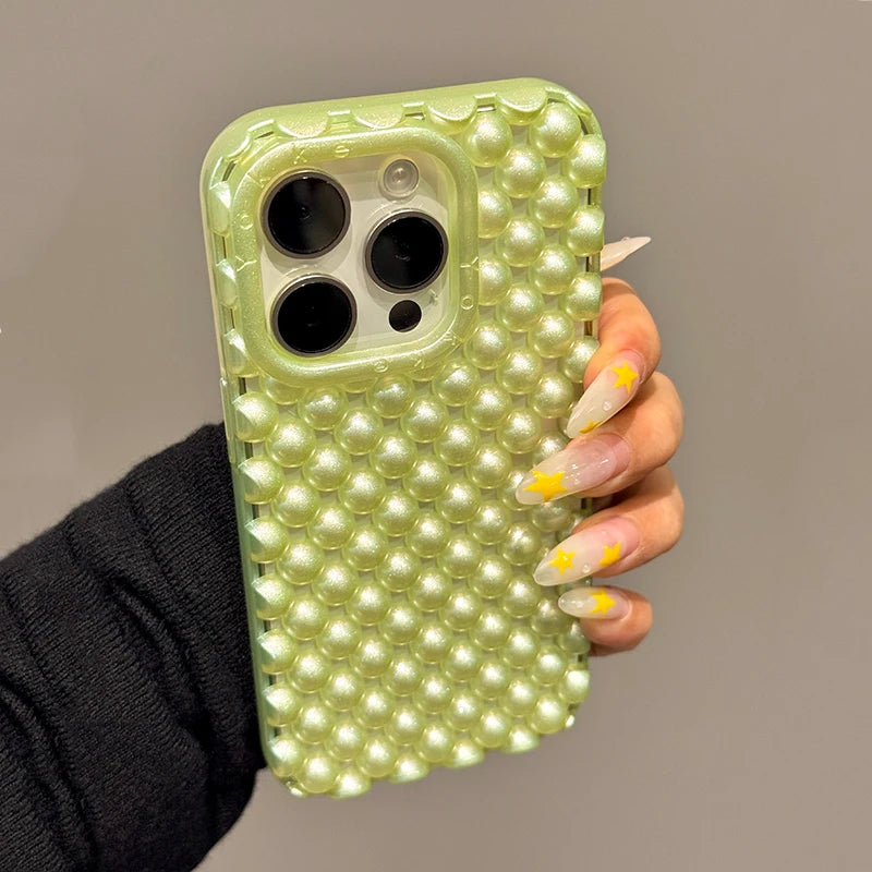 Fashion Macaron Color Pearl Beads Phone Case