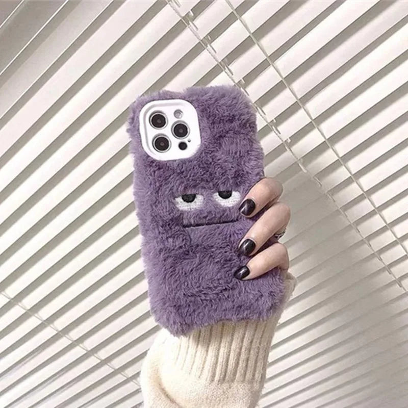 Korean Cute Funny Fluffy Phone Case For iPhone