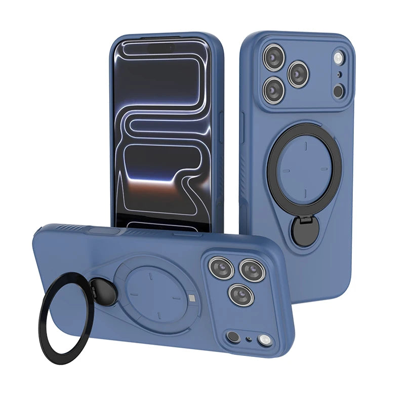 Magnetic Liquid Silicone Rotating Bracket Phone Case For iPhone