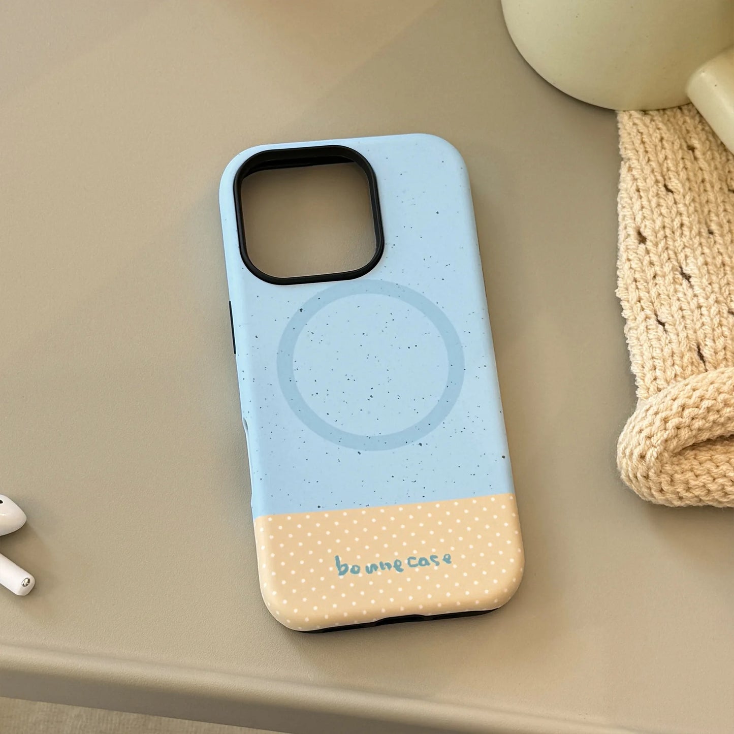 Korean Splicing 3D Cartoon Fruit Plaid Bracket Magnetic Phone Case For iPhone