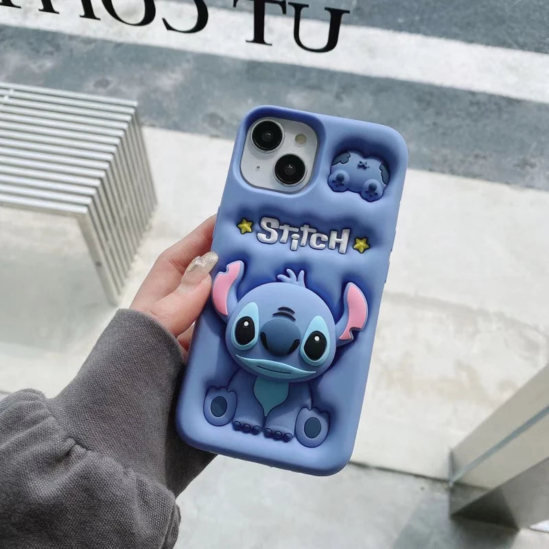 Cute Stitch Head Grip Tok Holder Silicon Soft Phone Case For iPhone