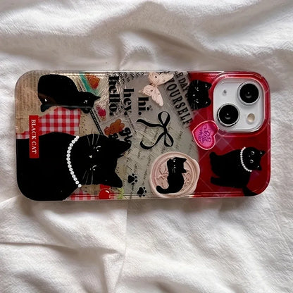 Black Cat Pattern Phone Case For iPhone