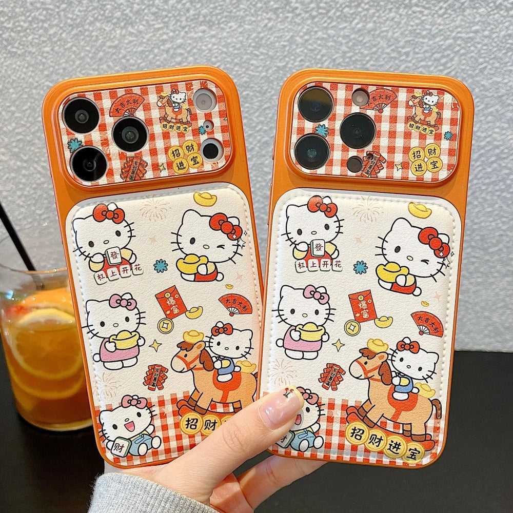 New Year Kitty With Fingerprint Patterns Phone Case For iPhone