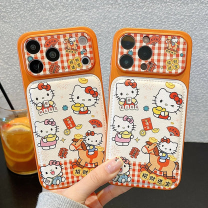 New Year Kitty With Fingerprint Patterns Phone Case For iPhone