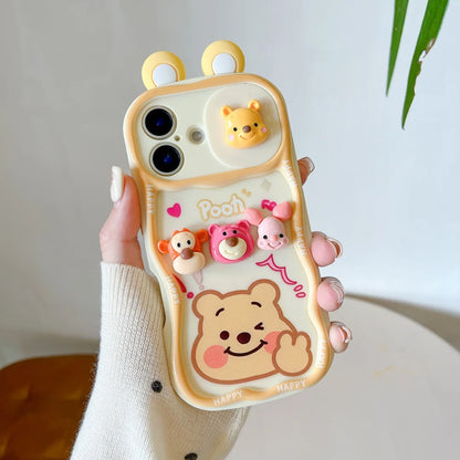 Cute Cartoon Winnie the Pooh Lotso Strap Chain Phone Case For iPhone