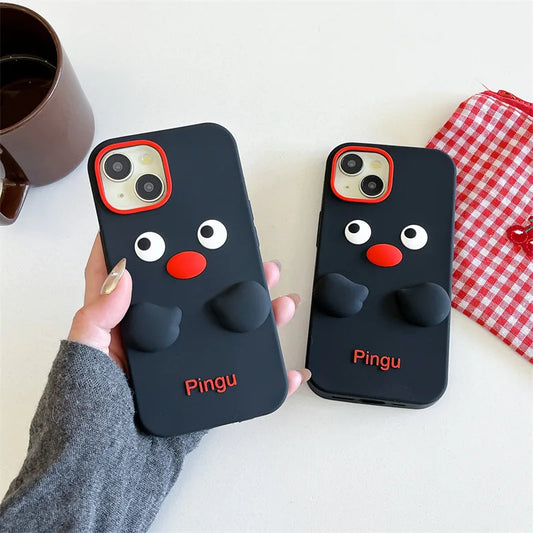 Kawaii 3D Cartoon Funny Penguin Phone Case For iPhone