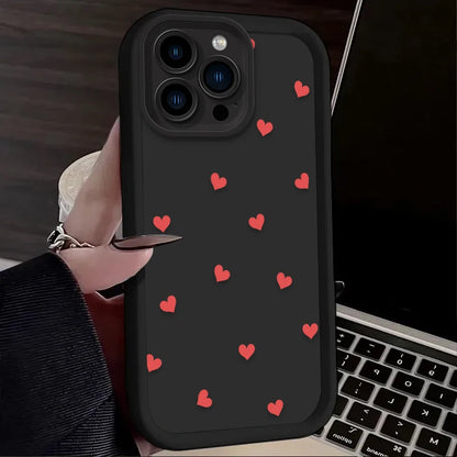 Black Small Love Heart Case For iPhone