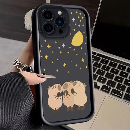 Moonlit Night Healing Cartoon Capybara Case For iPhone