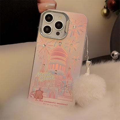 Korean Glitter Fireworks Castle Phone Case For iPhone