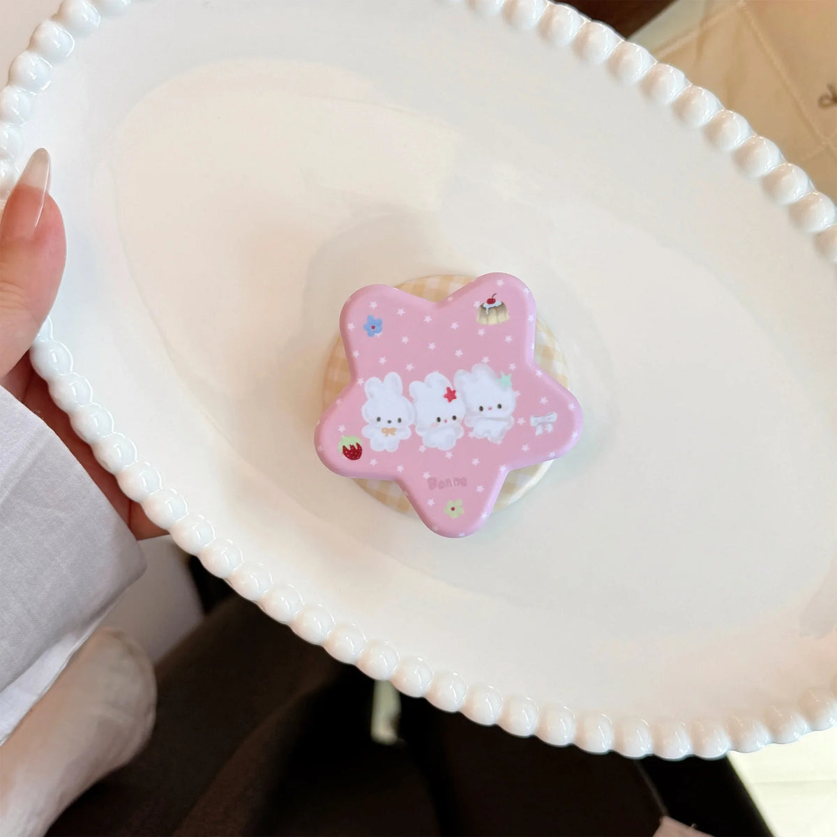 Korean Colorful Splicing Cartoon Bunny Stars Magnetic Bracket Phone Case For iPhone