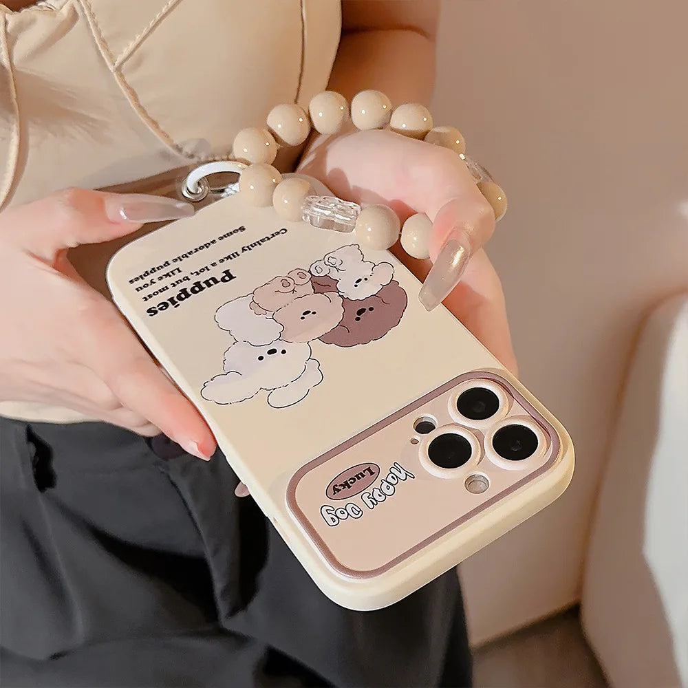 Cute Cartoon Puppy Lens Protective Phone Case For iPhone