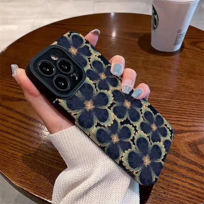 Green Black Flower Phone Case