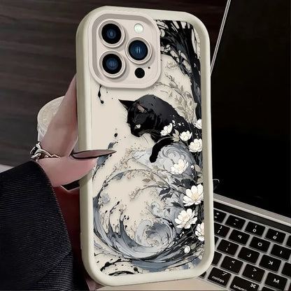 Oil Painting Artistic Cat Phone Case For iPhone