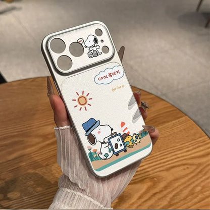 Animation Peripheral Cartoon Imitation Leather Snoopy Cute Phone Case For iPhone