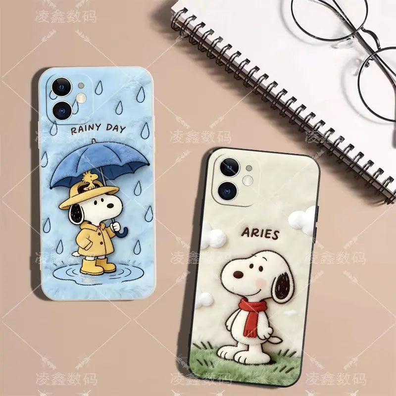 Cute Cartoon Anime Lucky Snoopy TPU All Covered Soft Phone Case Anti-drop For iPhone