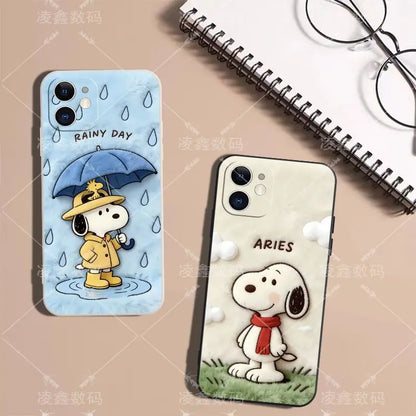 Cute Cartoon Anime Lucky Snoopy TPU All Covered Soft Phone Case Anti-drop For iPhone