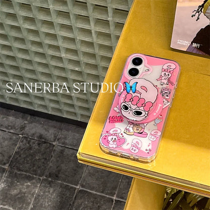Korean Cute Pink Rabbit Magnetic Phone Case For iPhone