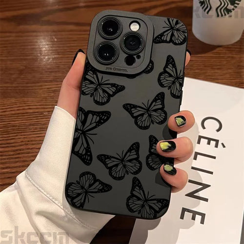 Black Butterfly Pattern Phone Case For iPhone