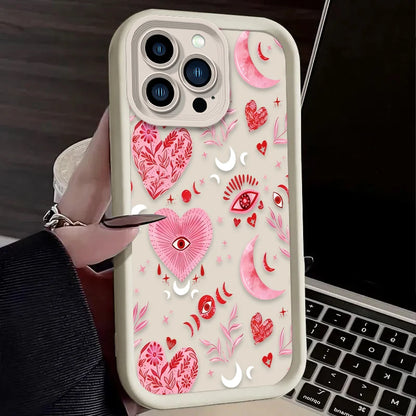 Pink Heart-Shaped Pattern Phone Case For iPhone