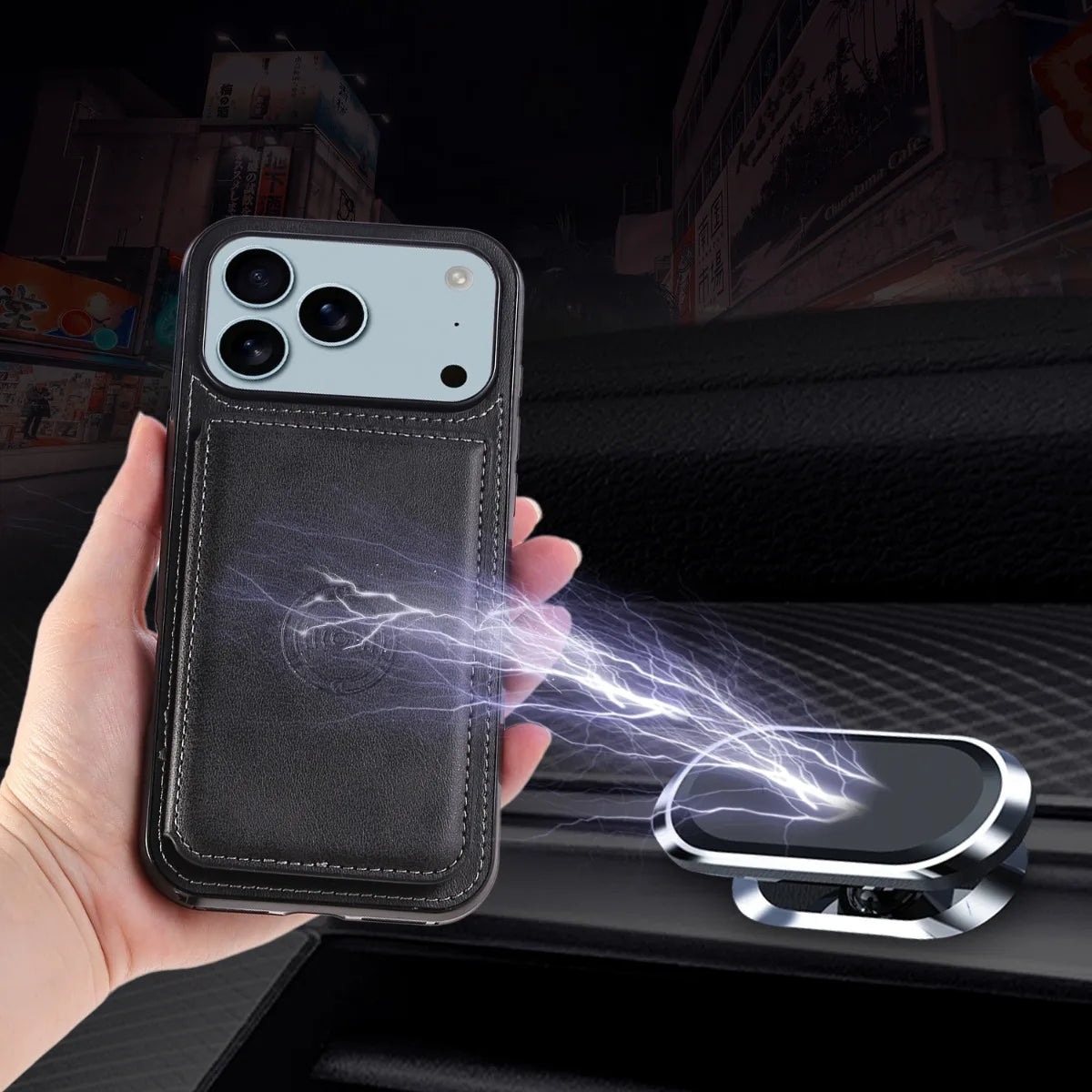 Anti-Theft Magnetic Leather Phone Case For iPhone