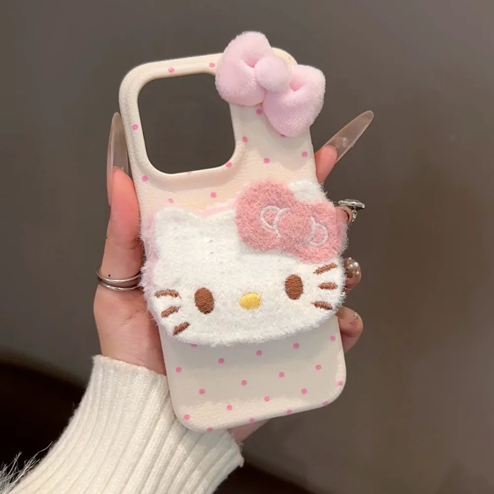 DIY New Kawaii Cat 3D Plush Shape Mobile Phone Case Suitable For iPhone