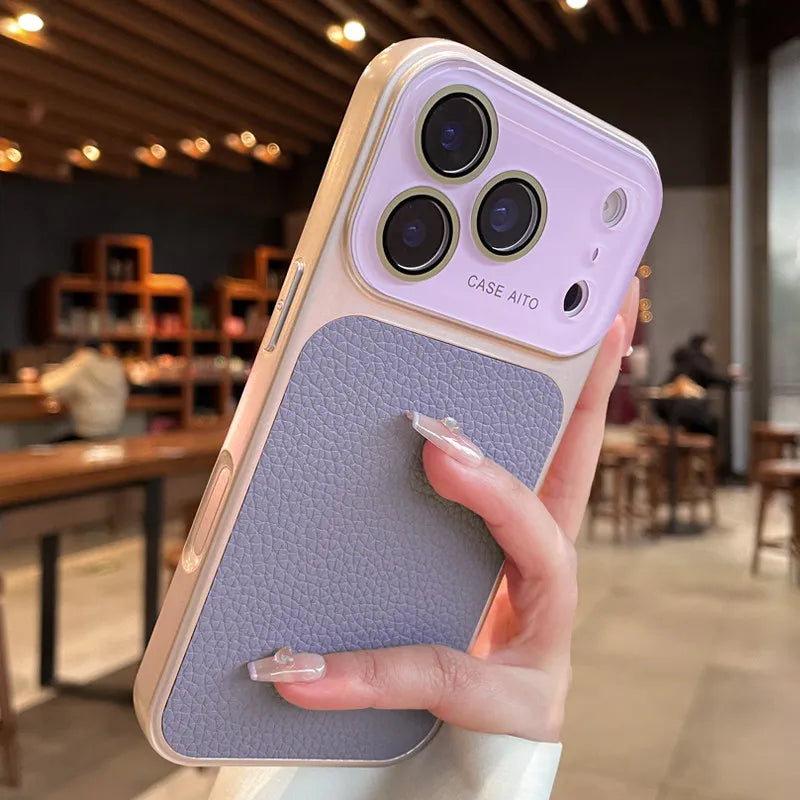 Luxury Lichee Leather Large Window Case For iPhone