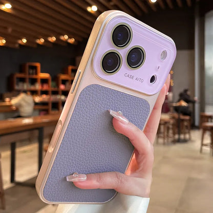 Luxury Lichee Leather Large Window Case For iPhone