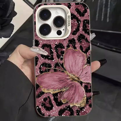 Leopard Butterfly Pattern Phone Case For iPhone