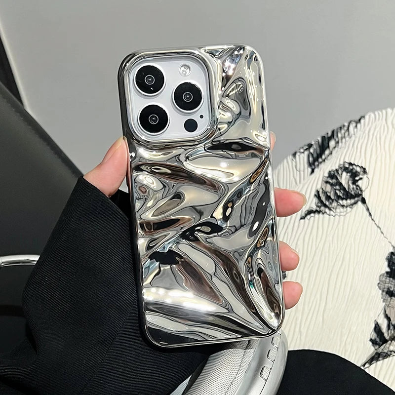 Stylish Plating Silver Water Ripple Phone Case