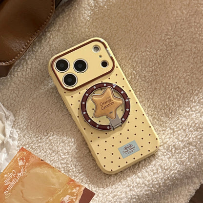 Korean Polka Dots Cartoon Bear Fold Stars Magnetic Bracket Phone Case For iPhone
