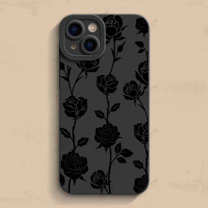 Luxury Matte Soft Silicone Flower Phone Case For iPhone