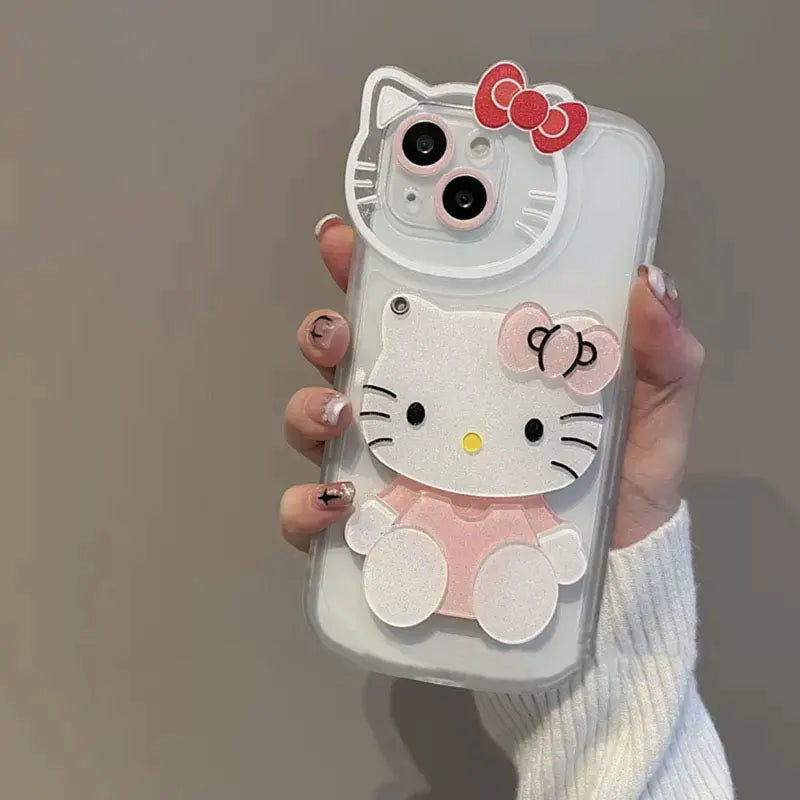 Hello Kitty Kawaii Head Mirror Phone Case For iPhone