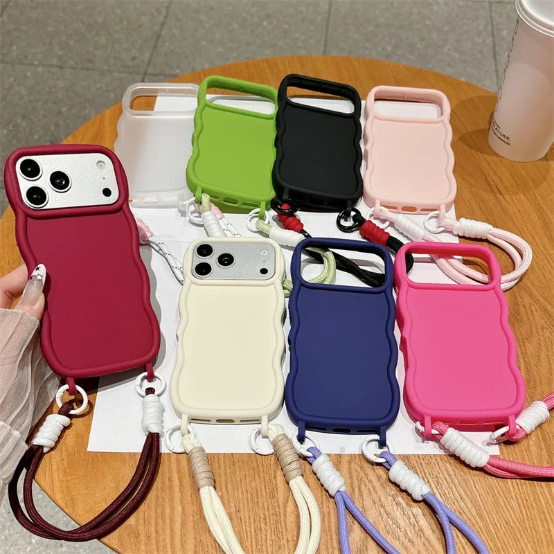 Luxury Solid Colors Wavy Edge Frosted Phone Case For iPhone