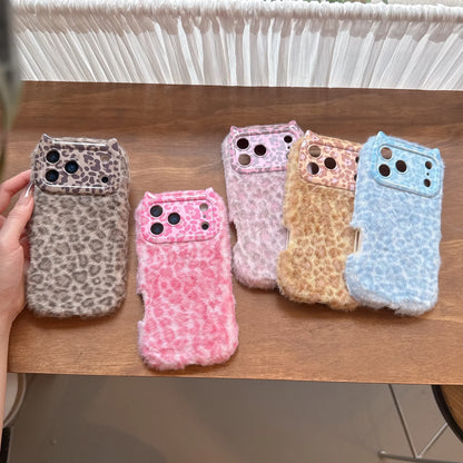 Plush Leopard Phone Case For iPhone