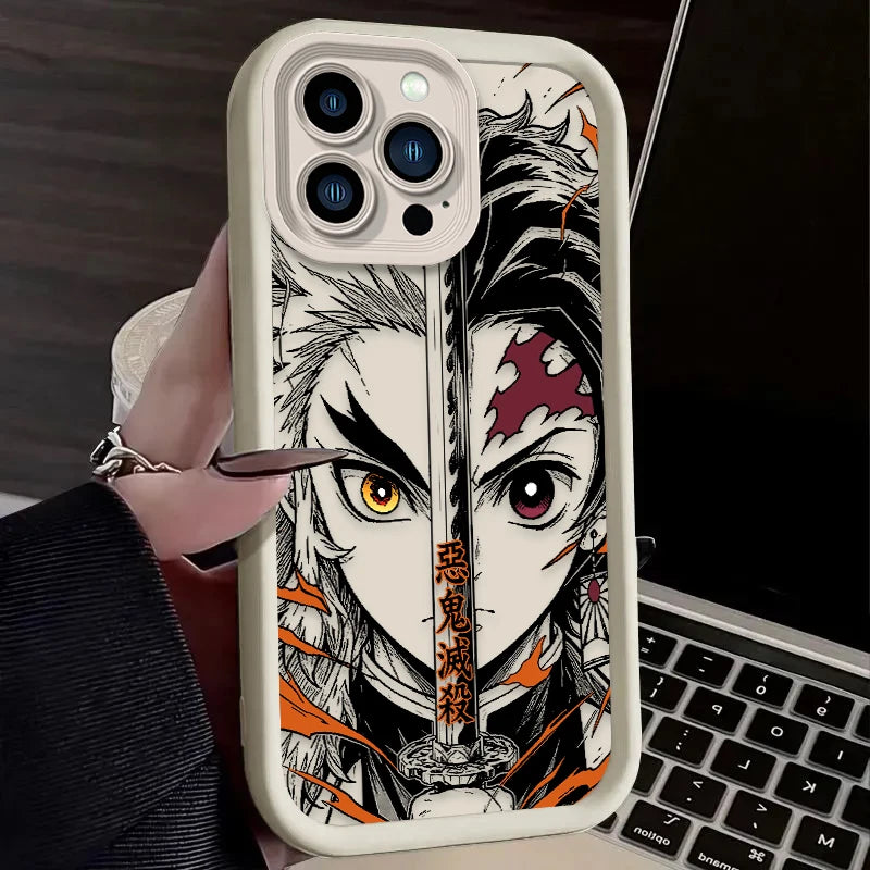 Demon Slayer Split Half Face Anime Phone Case Phone Case For iPhone