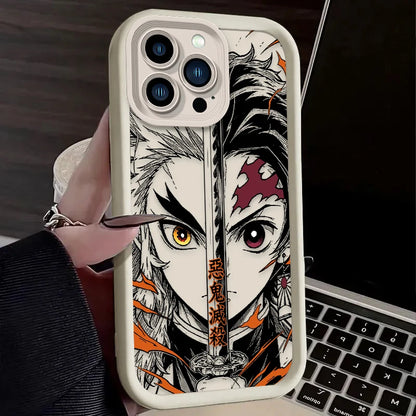 Demon Slayer Split Half Face Anime Phone Case Phone Case For iPhone