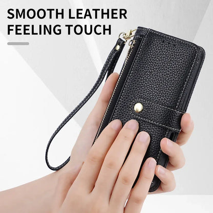 Zipper Wallet with Cards Solt  Flip Cover For iPhone