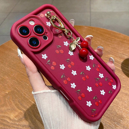 Cute 3D Cherry Pendant Charm Pattern Phone Case For iPhone